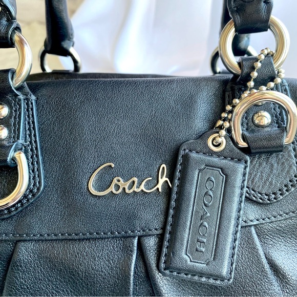 Coach Black Leather Ashley Handbag - Picture 5 of 9